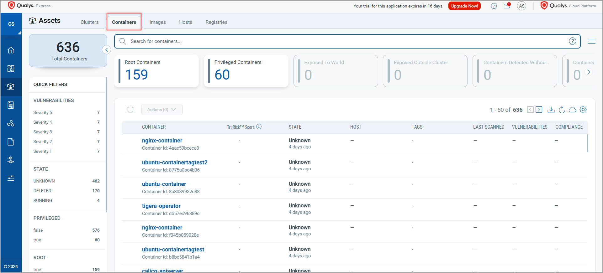 List of containers in your account.