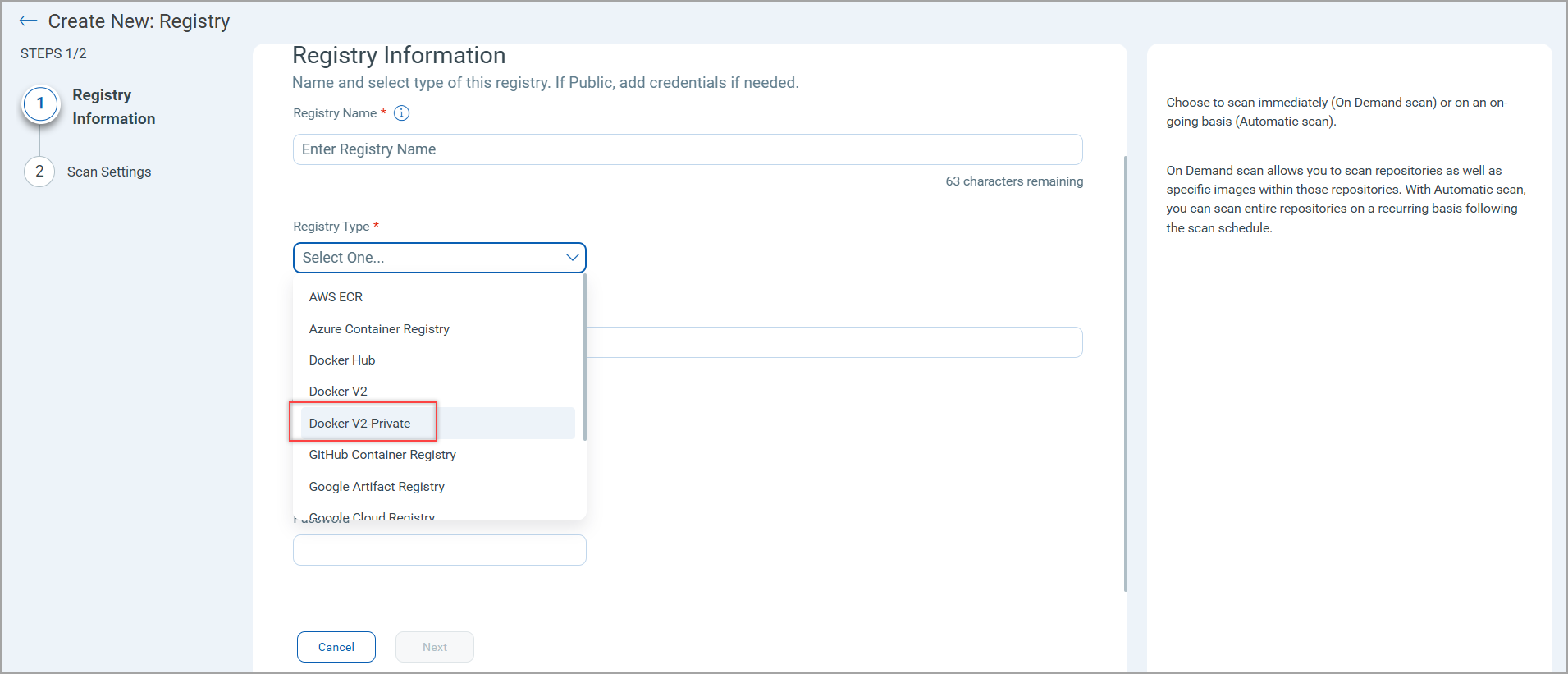 Docker V2 Private Registry Type