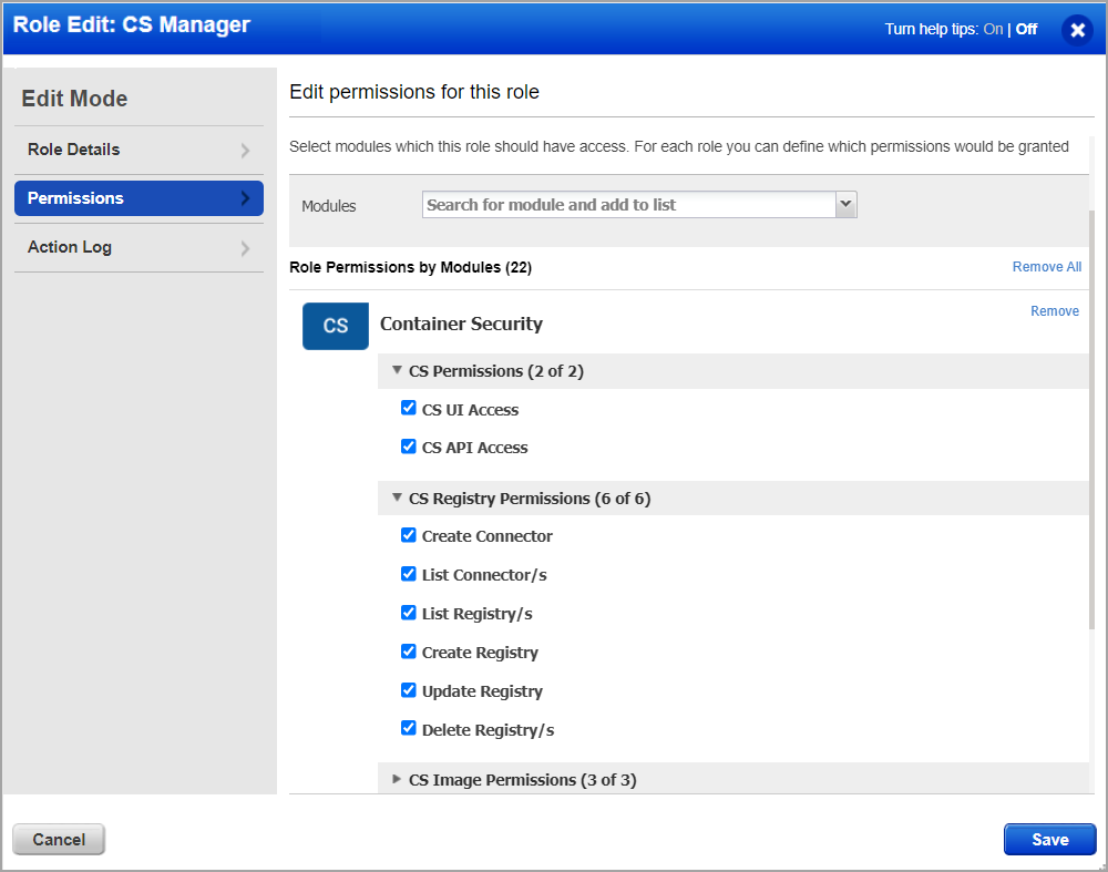 Role Permissions for CS Expanded
