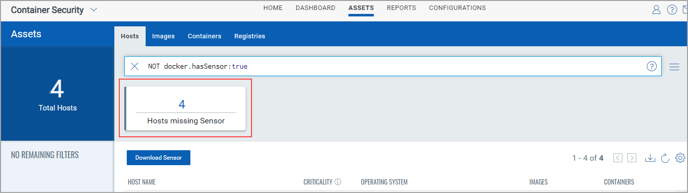 Hosts missing sensor count