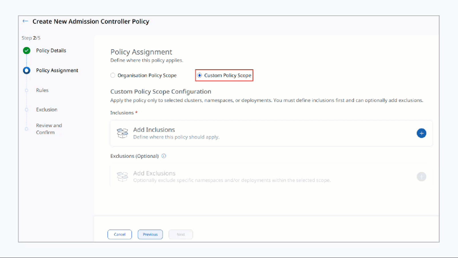 Multi-policy Admission Controller policy creation workflow