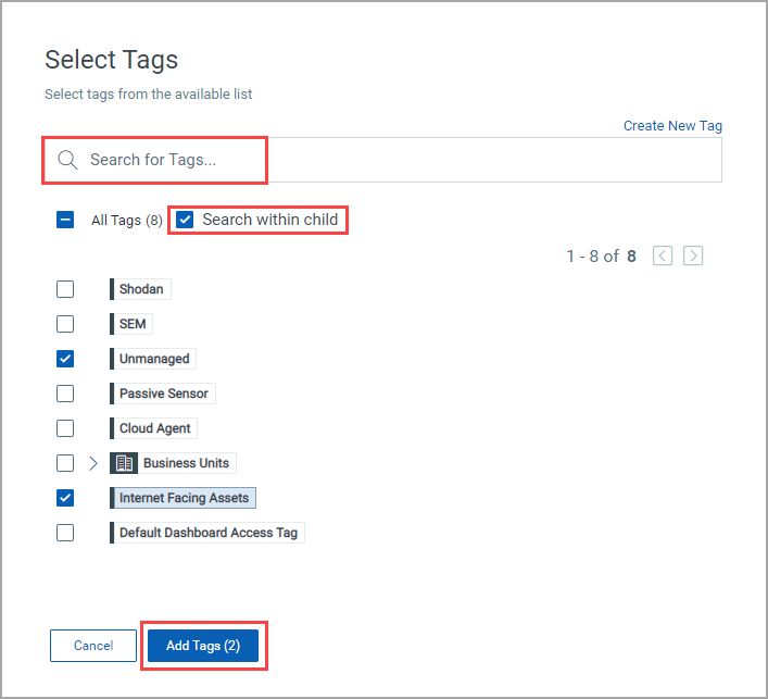 EASM Report Select Tags