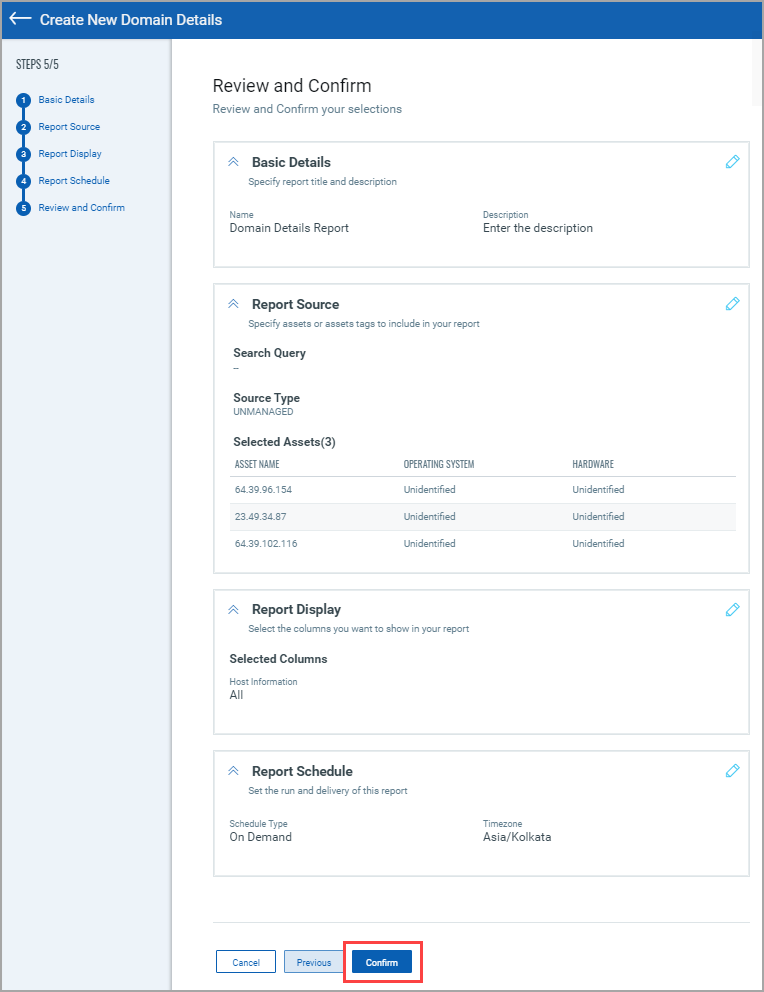 EASM Report Review and Confirm Details