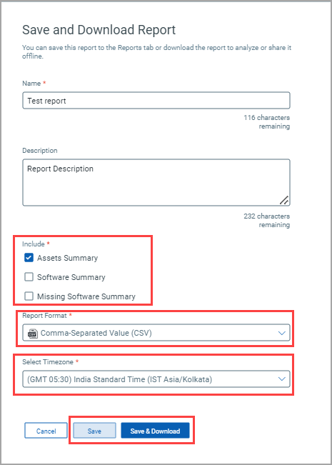 Save and Download Report