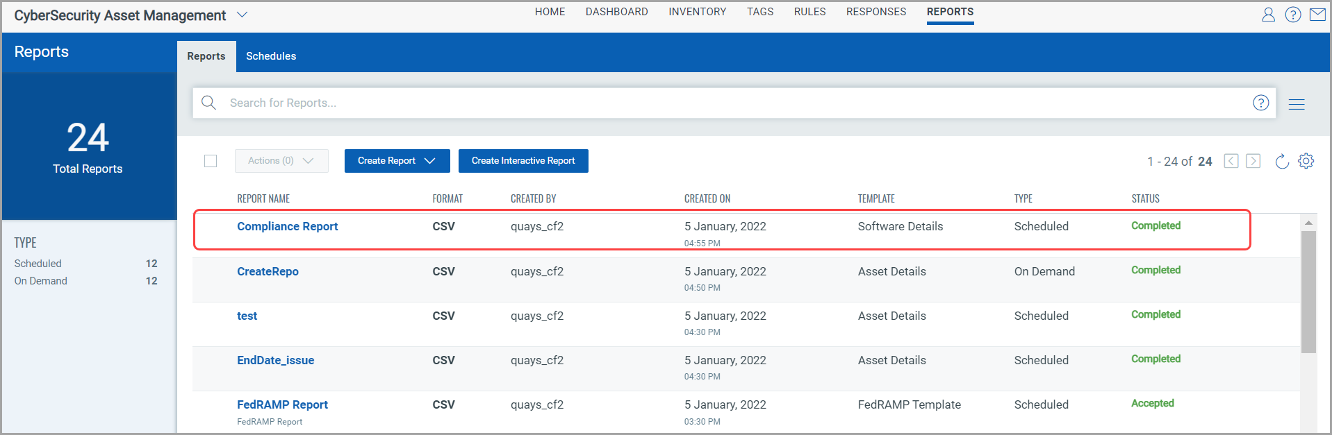 Compliance report