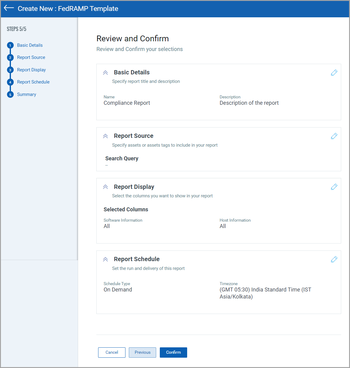 Compliance report summary