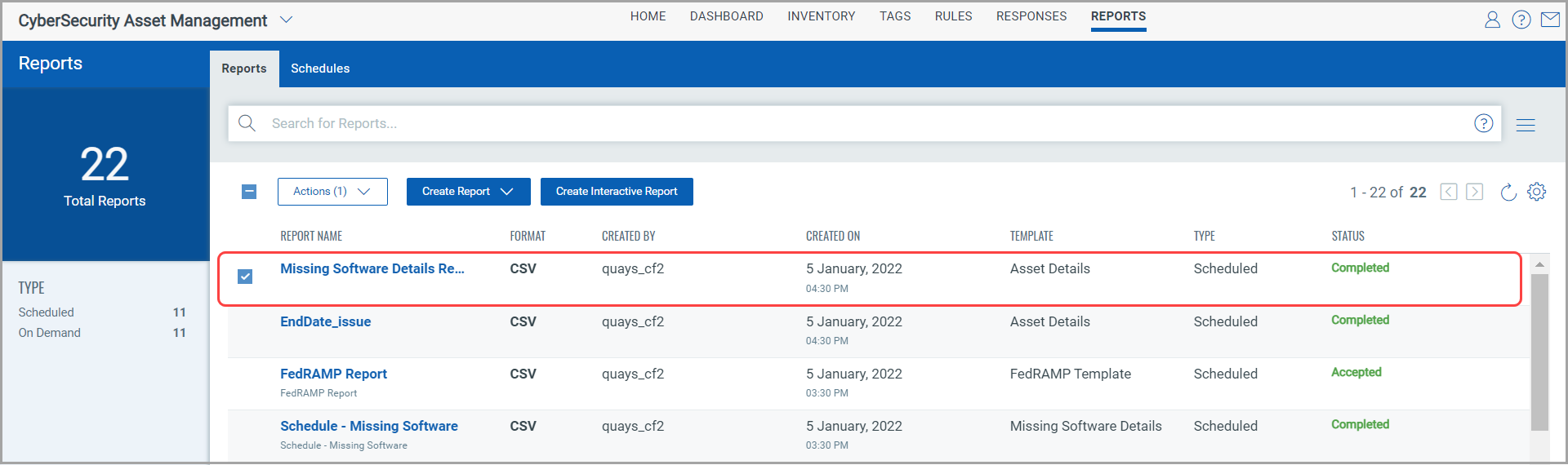 Missing Software Reports