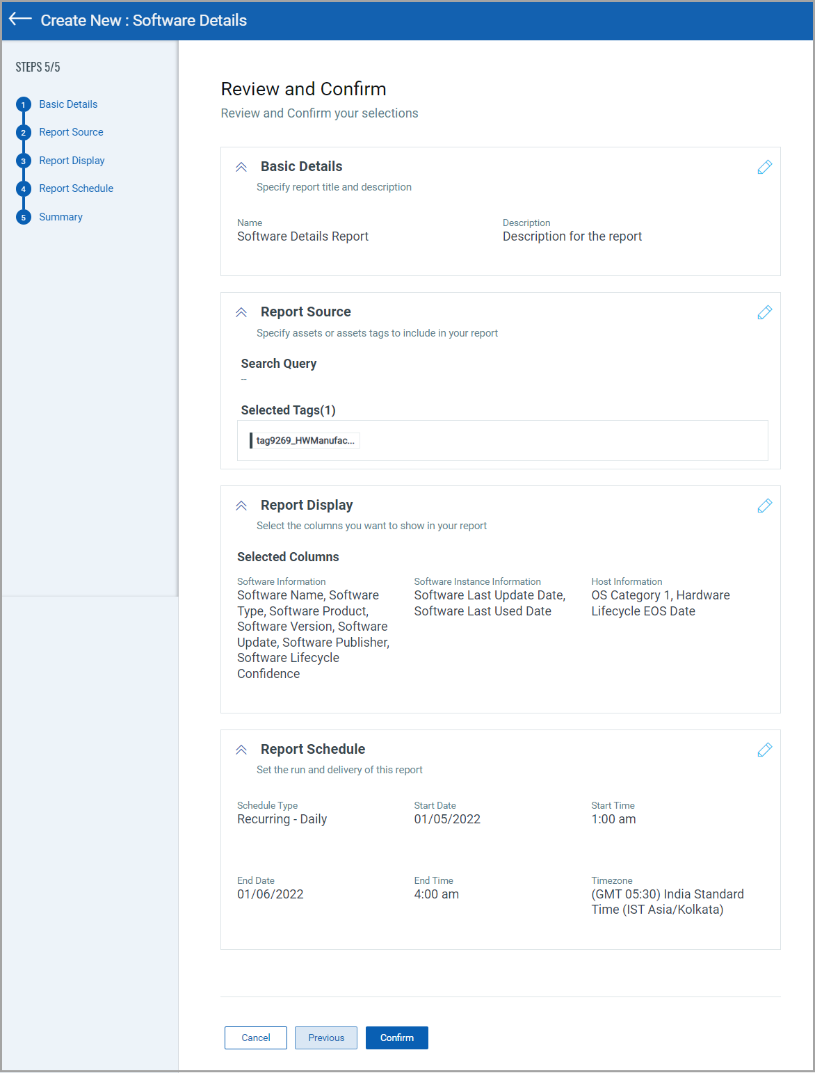 Software report summary