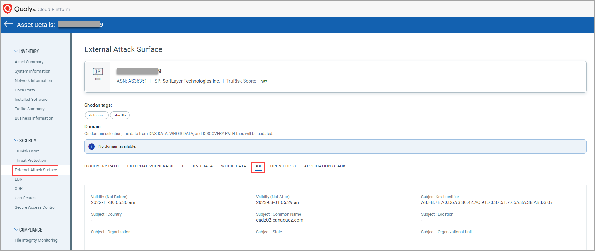 Asset Details SSL