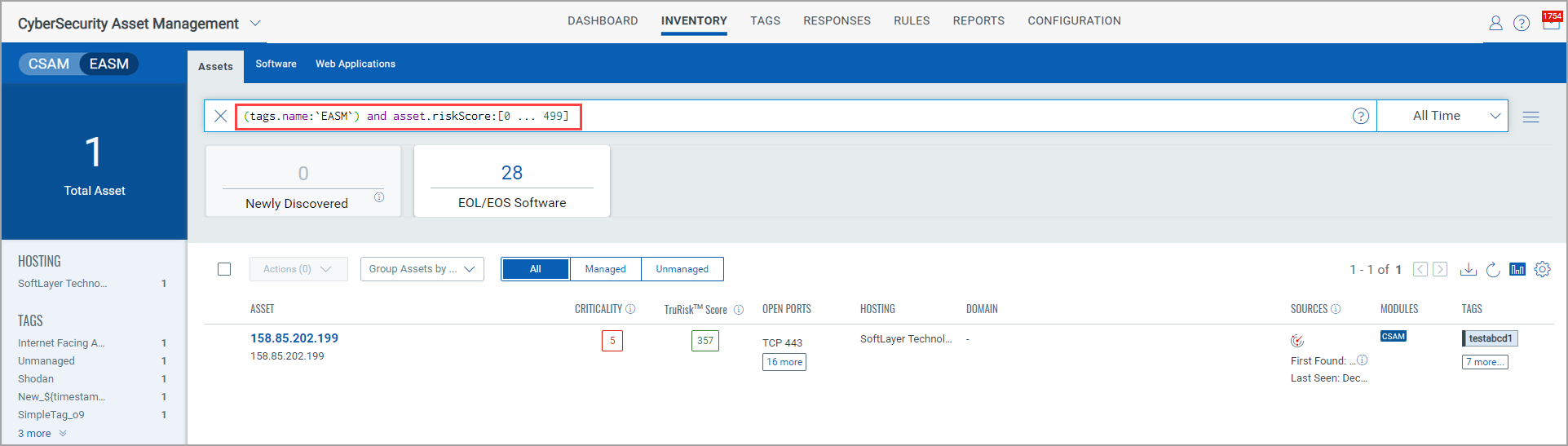 Visibility to Assets based on the risk score.