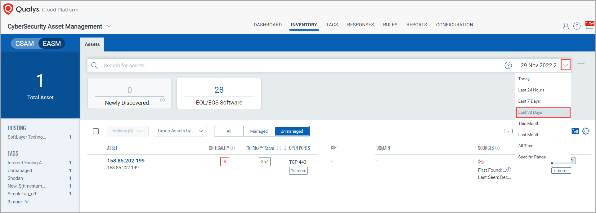Static EOL and EOS Software Count.