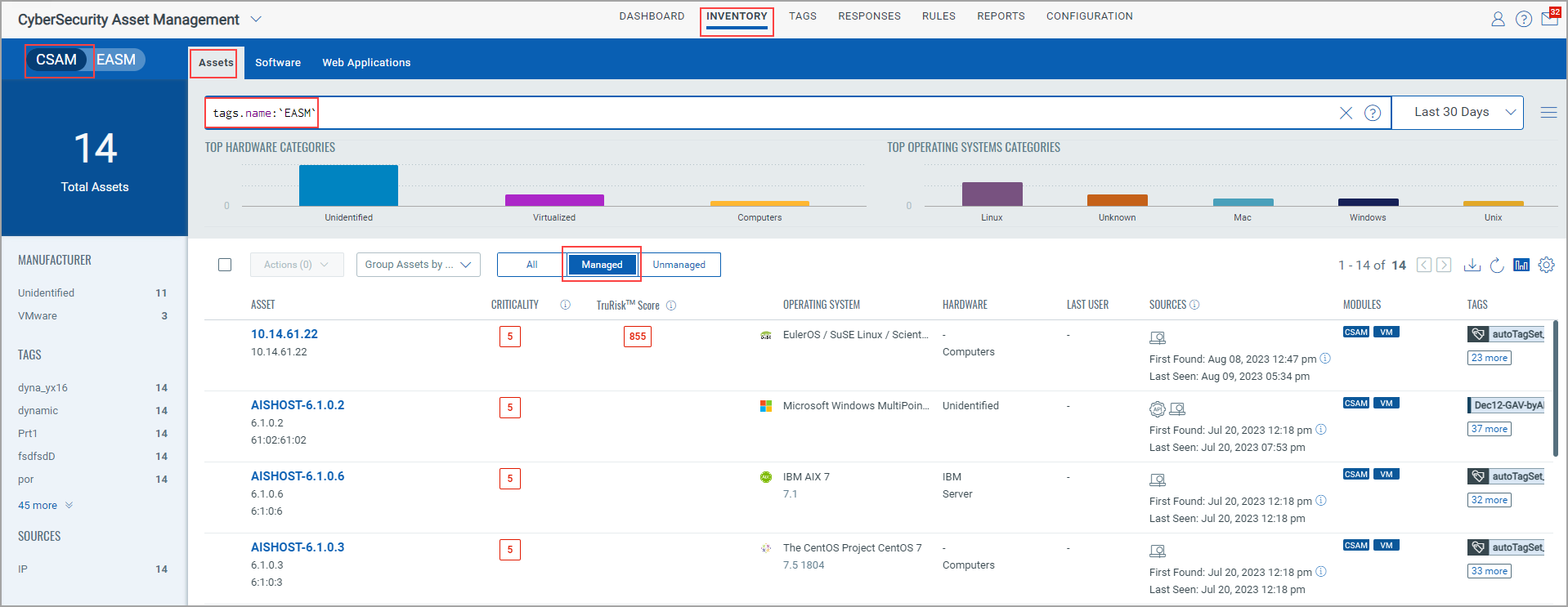 EASM Discovered Managed Assets