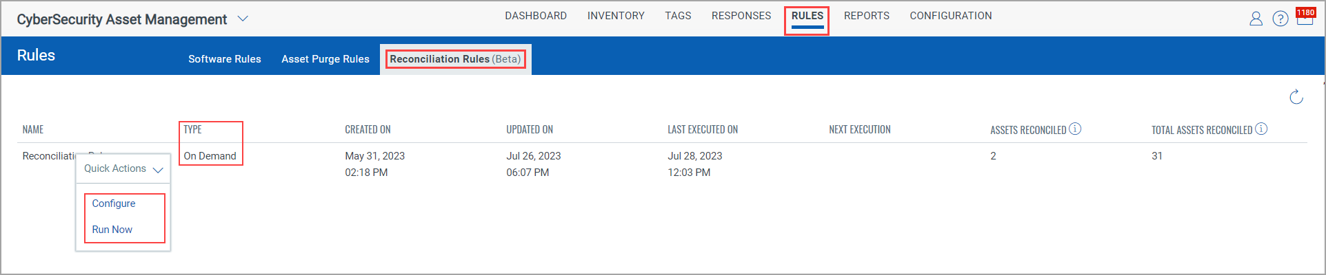 Reconciliation Rules (Beta) tab.