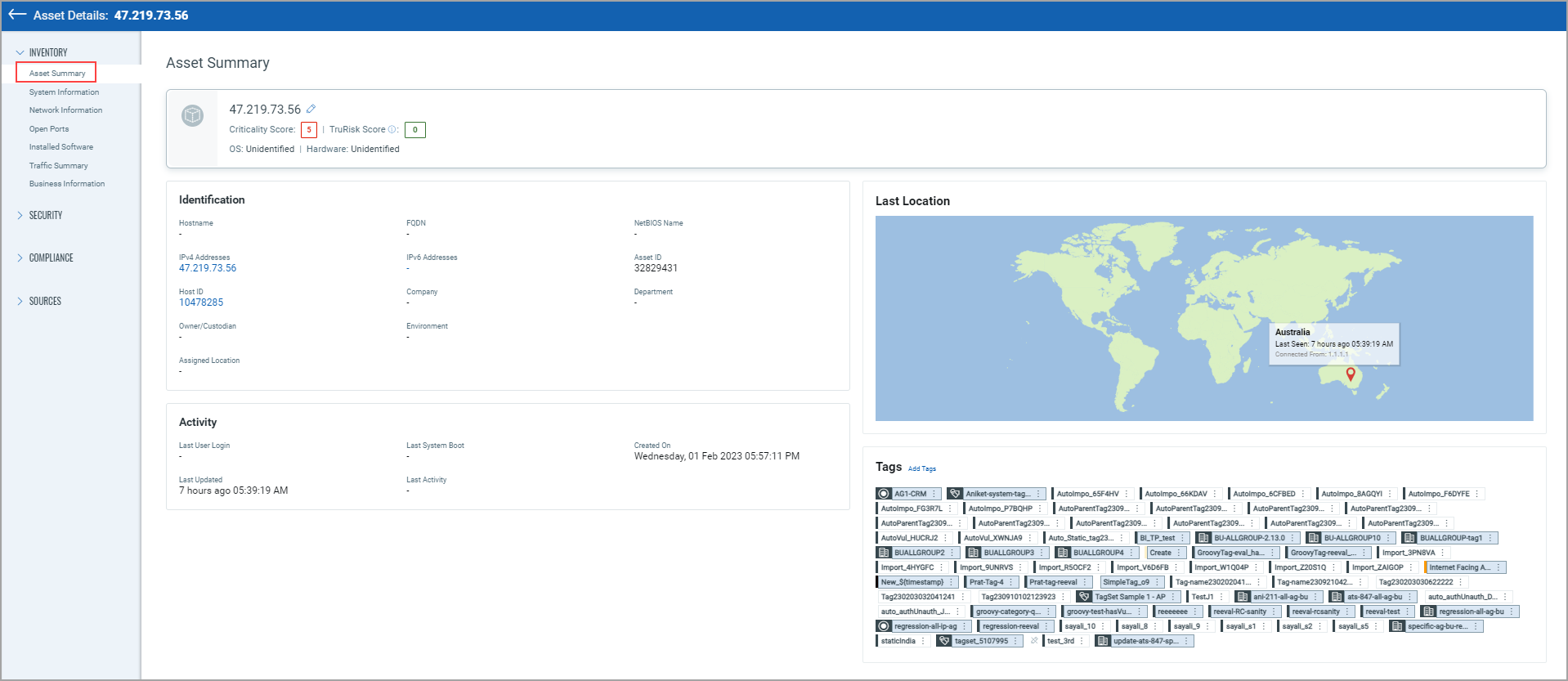 CSAM Asset Details.