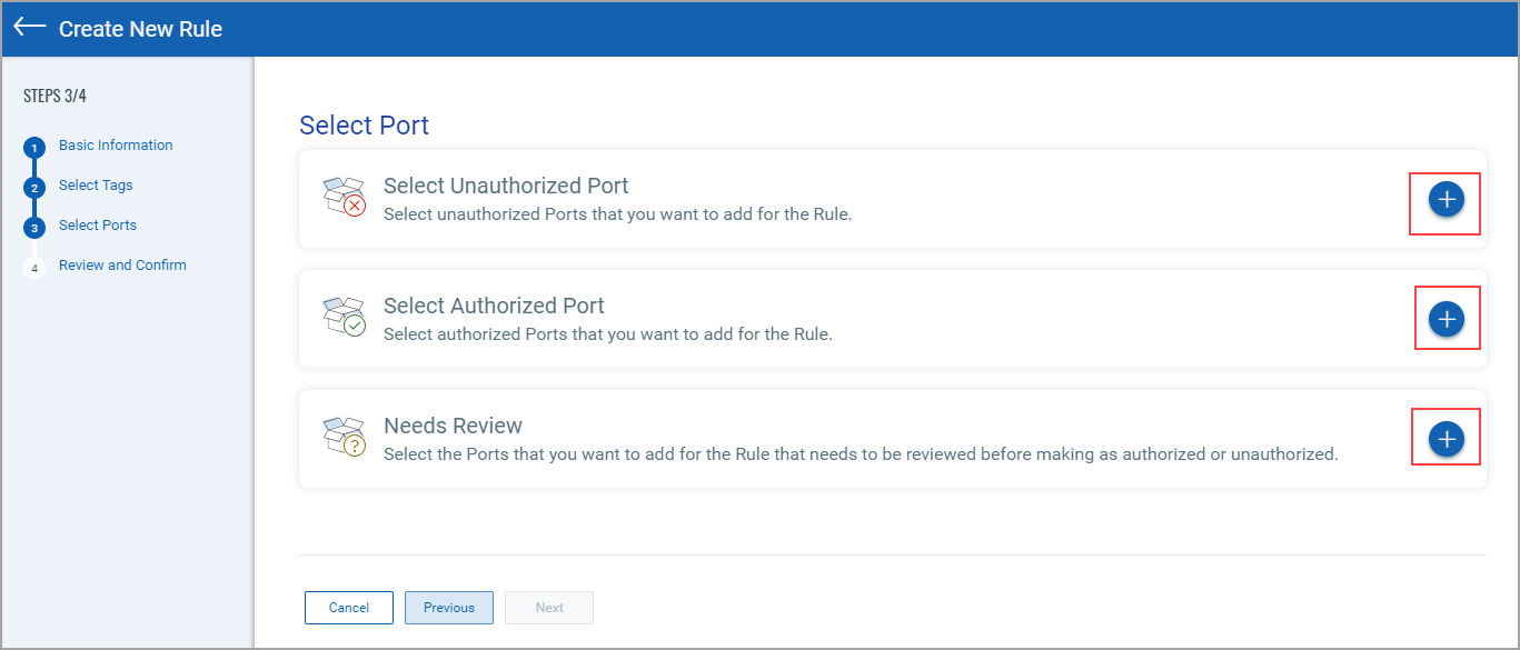 select ports - before.