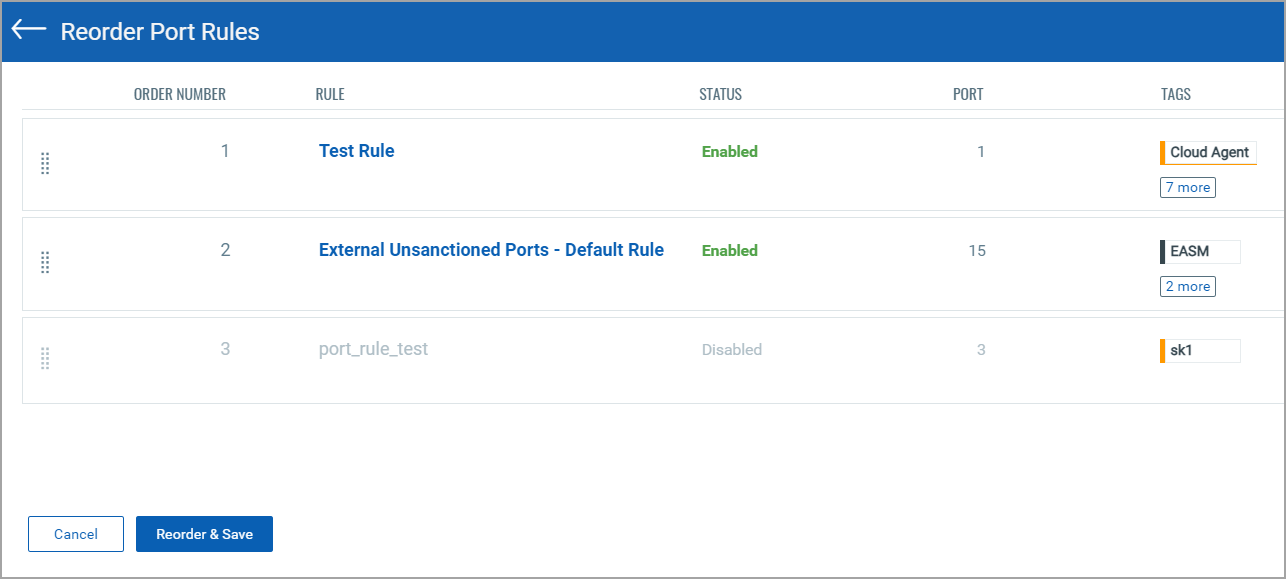 Reorder port rule - After.