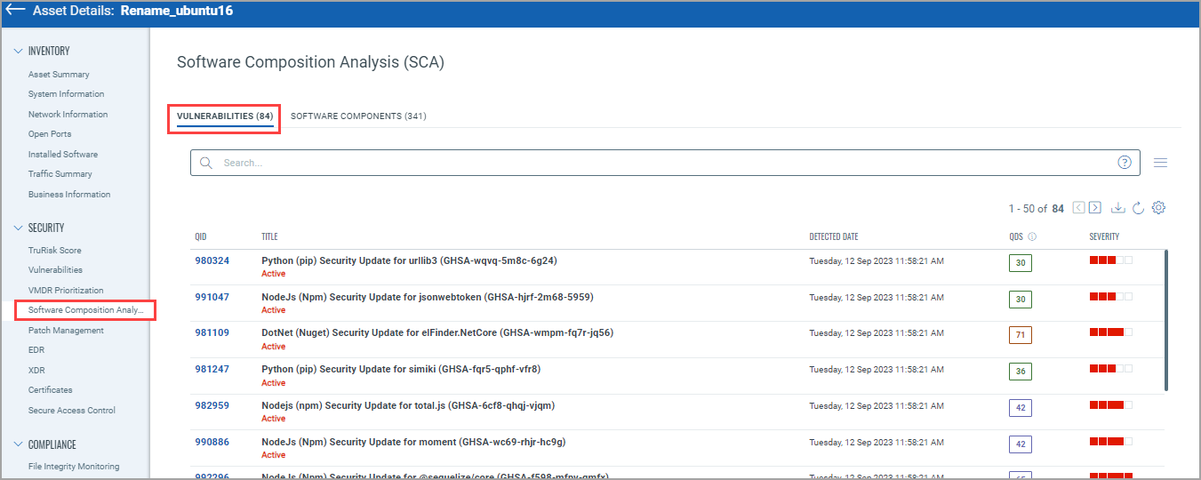 Vulnerabilities tab.