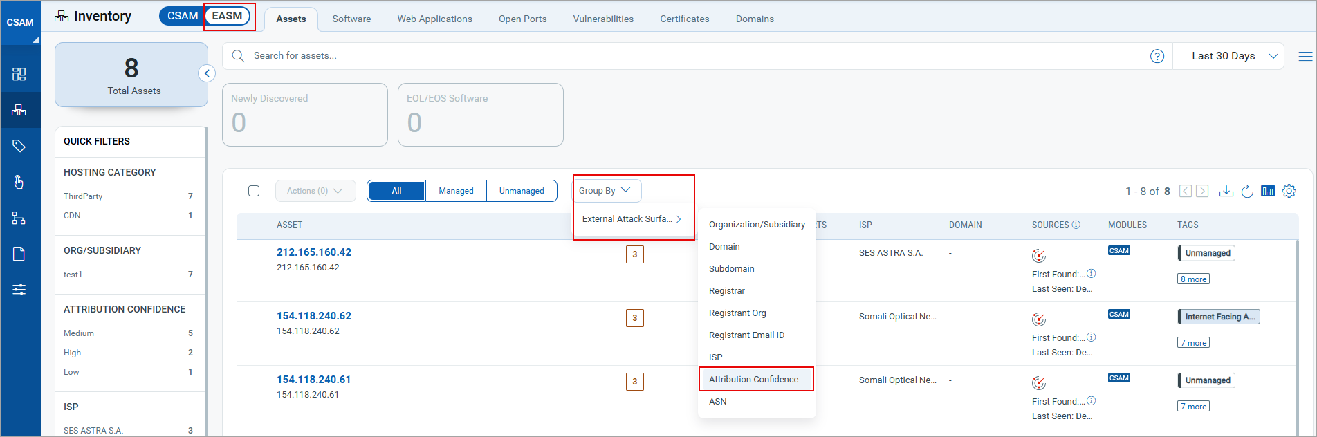 Search Criterion - Attribution Confidence. 