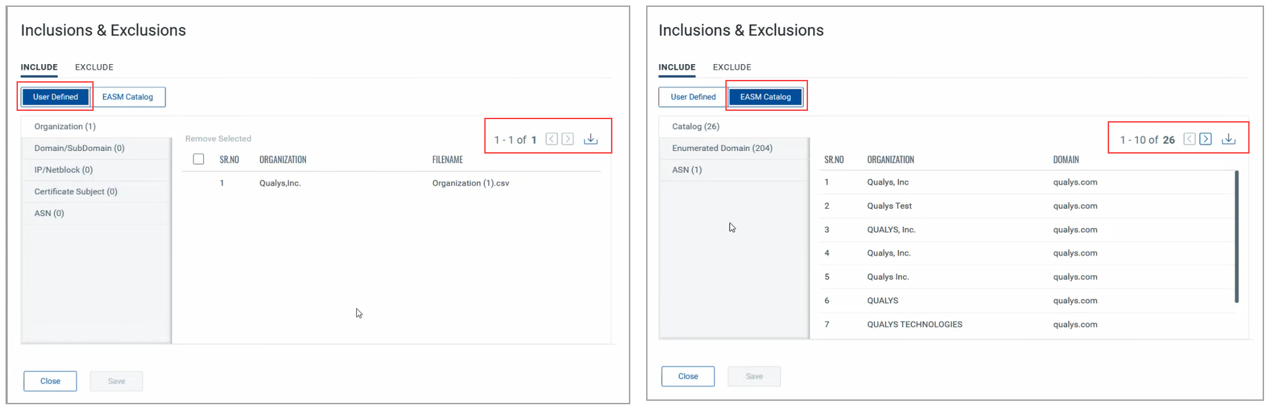 Inclusion and Exclusion details.