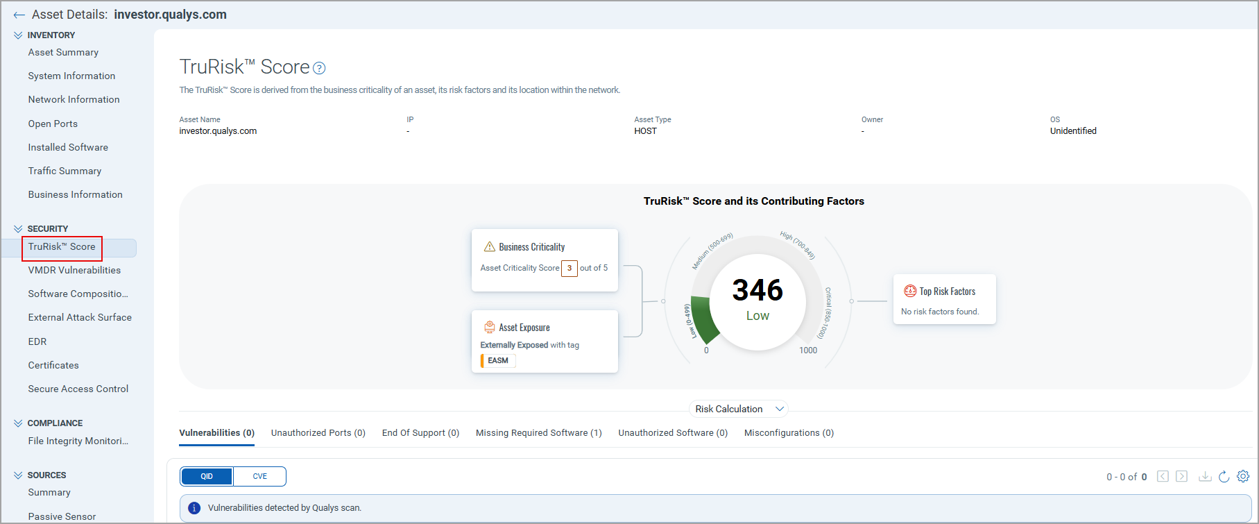 TruRisk tab Asset Detail Page