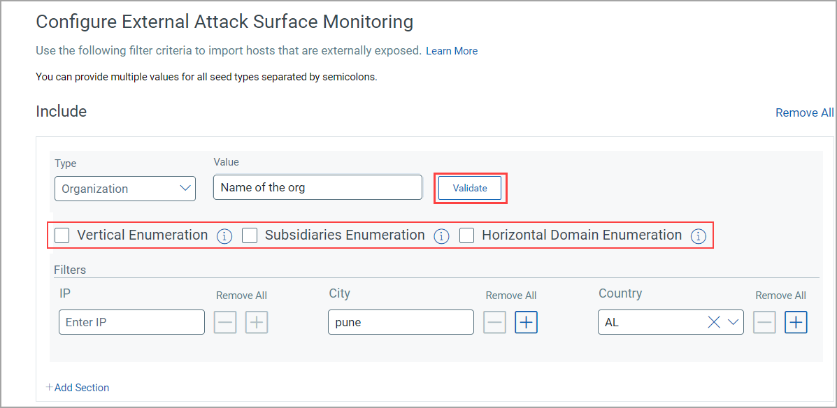 Validate domain and organization.