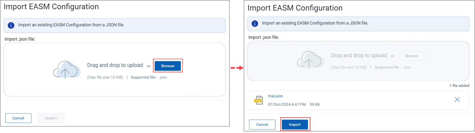 import EASM profile. 