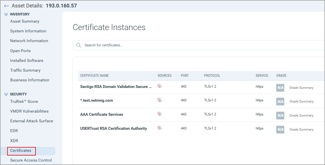 Certificates tab.