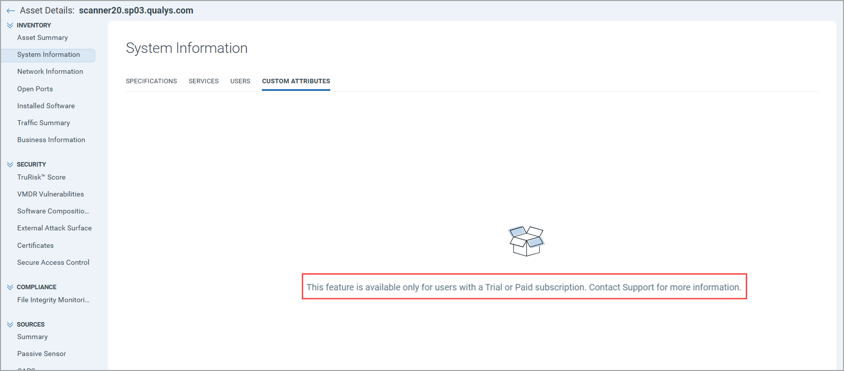Custom Attributes feature not available.