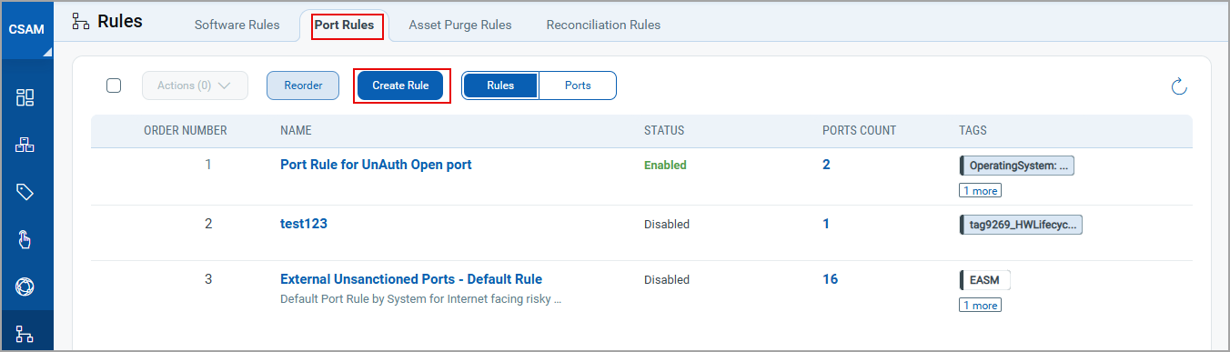 Create a new port rule.