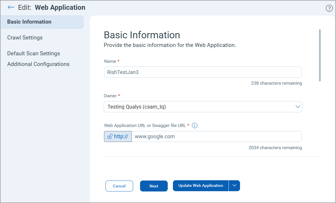 Edit Web Application