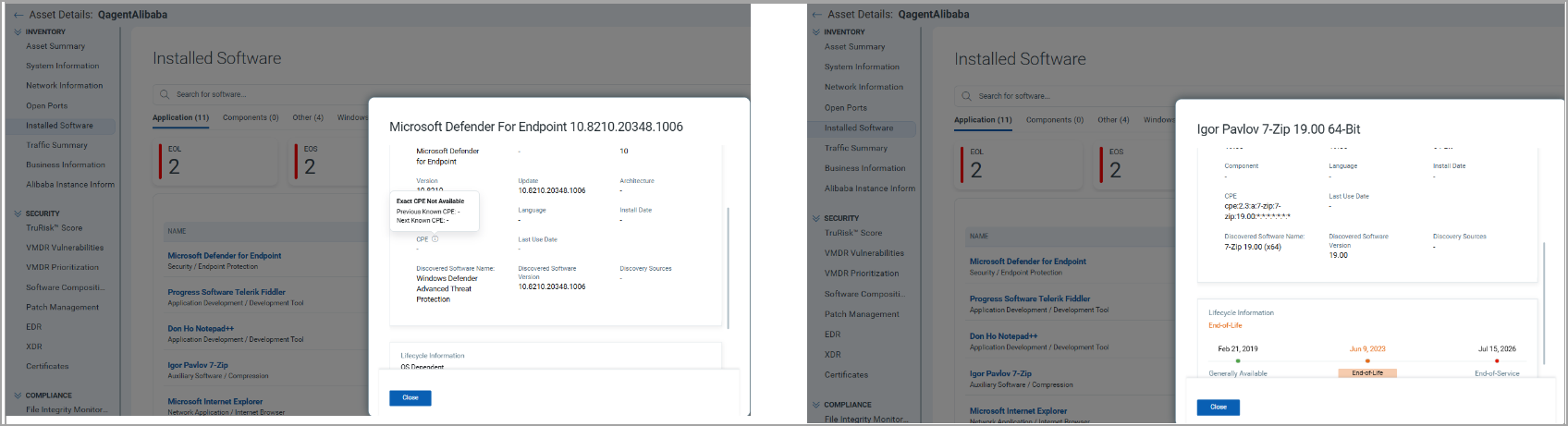 Previous and Next CPE information.