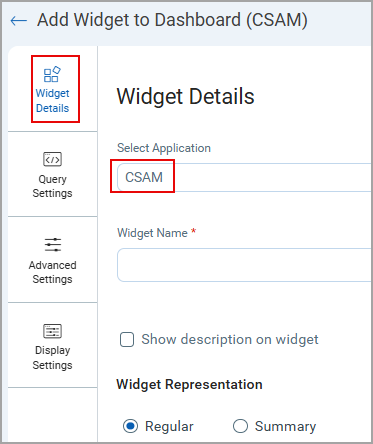 CSAM Widget Details.