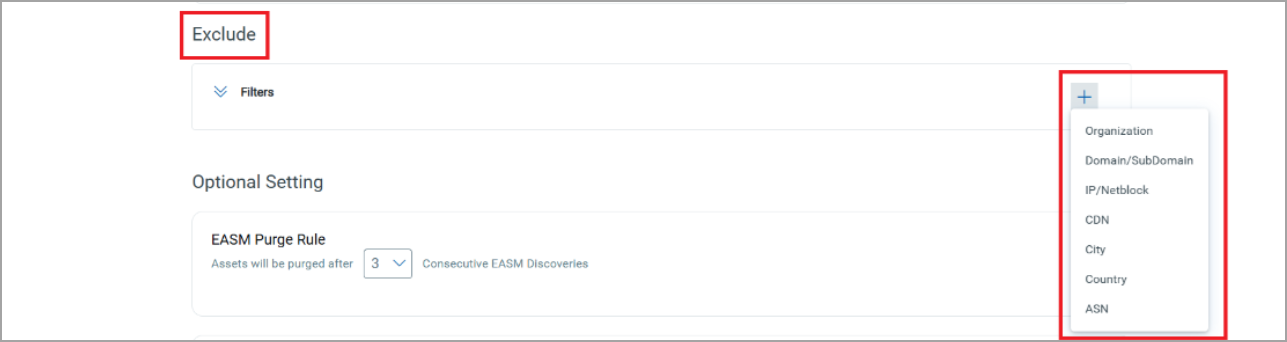 Exclusion options.