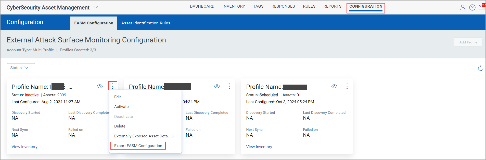 Export EASM Configuration.