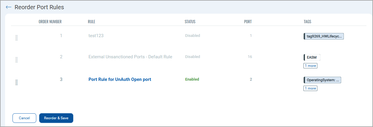 Reorder port rule - After.