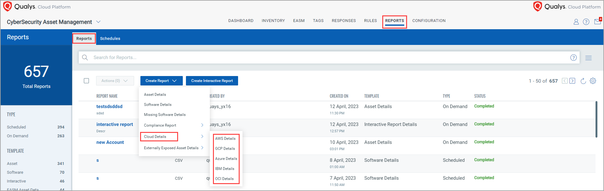 Cloud details report template.