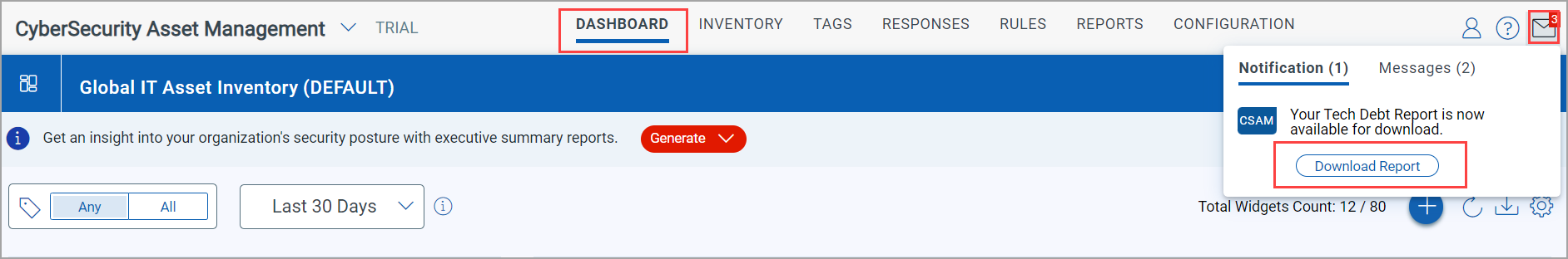 TechDebt Report Notification Icon.