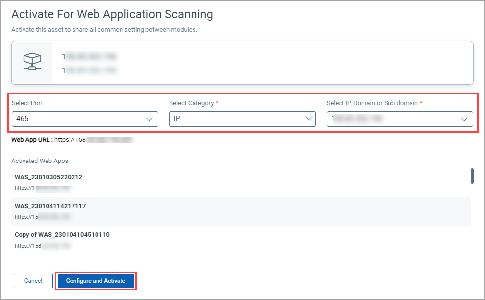 Activate for Web Application Scanning.