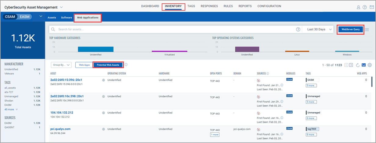 WebServer Query button.