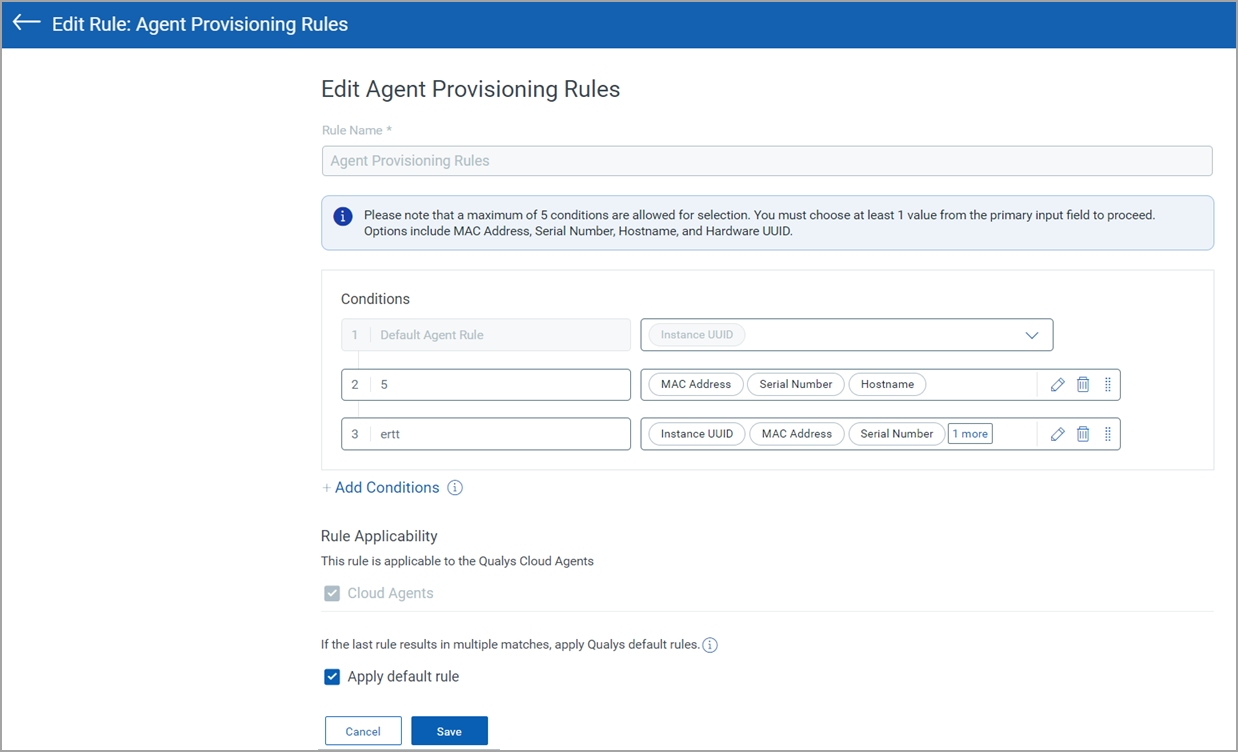 Edit Agent Provisioning Rules.