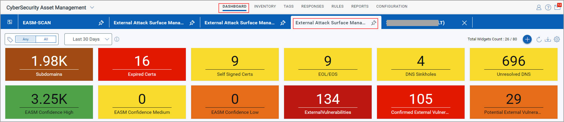 EASM V3 dashboard.