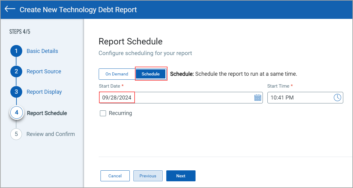 Report Schedule.