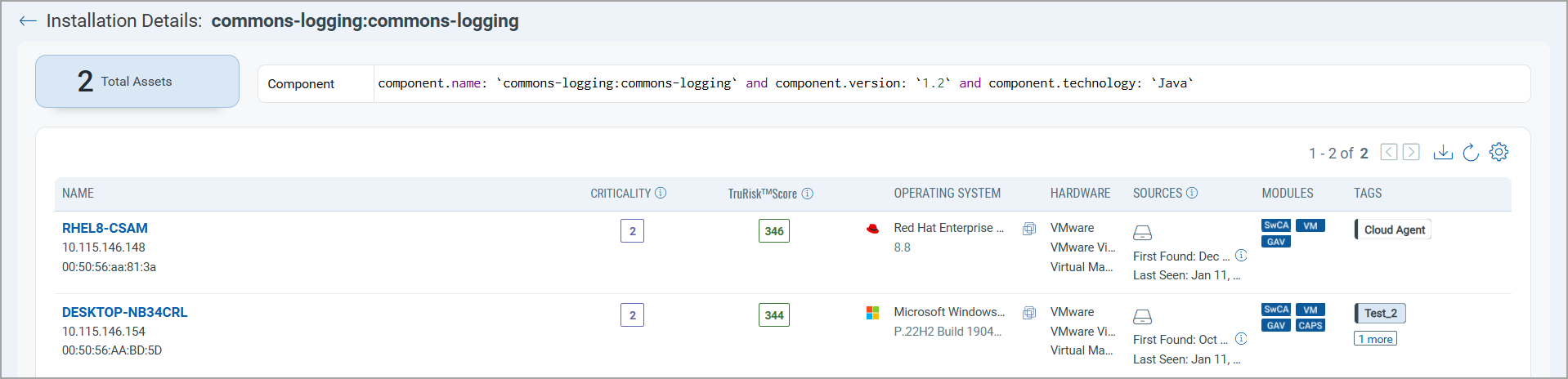 component and associated assets.