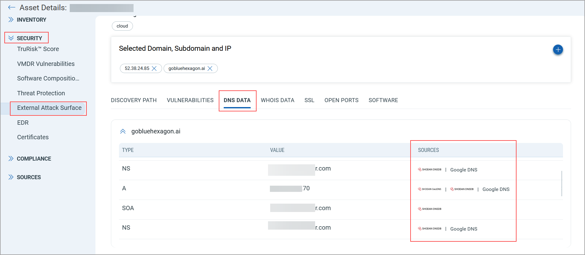 Asset DNS sources.