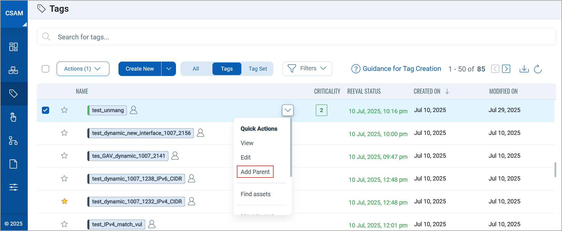 Add Parent tag option.