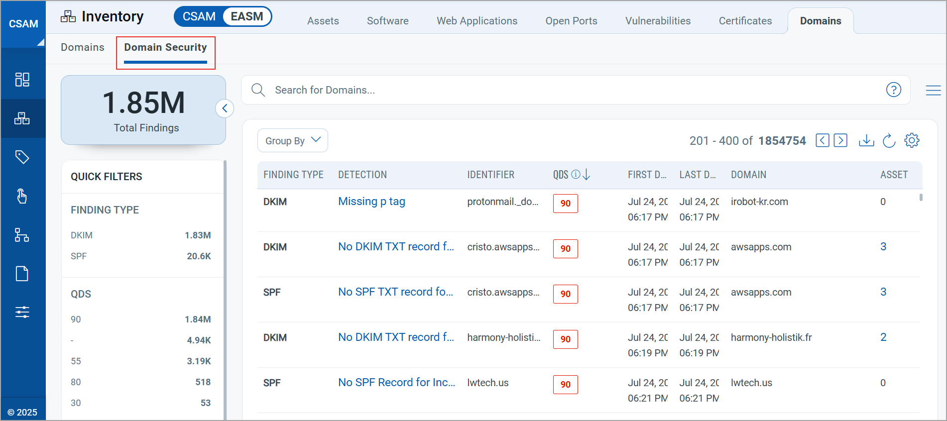 Domain Security tab.
