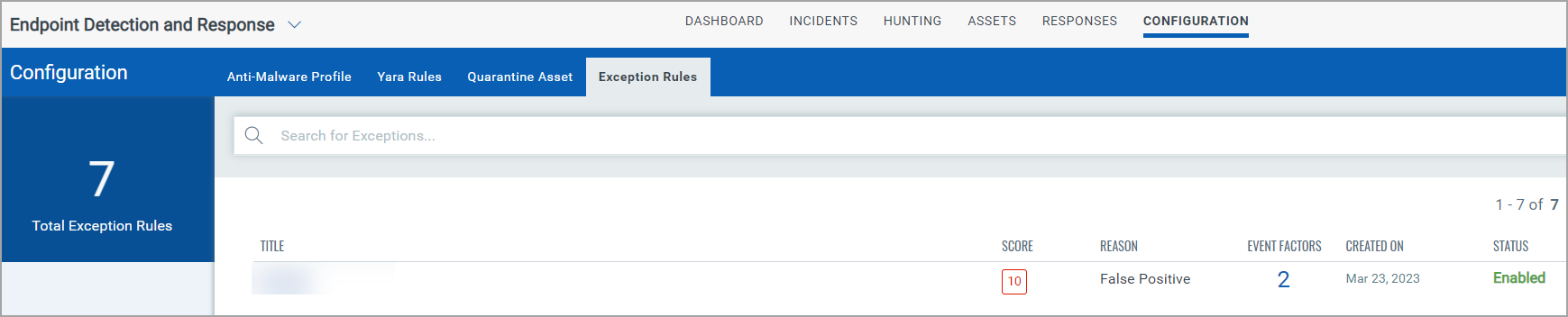 Exception rules