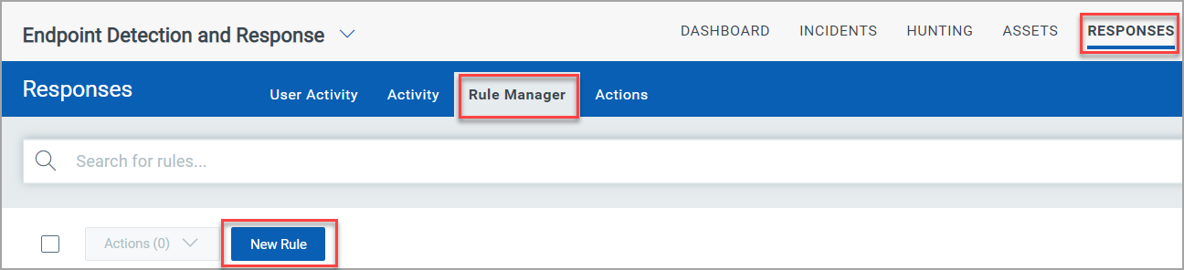 Create a New Rule from the Response Tab