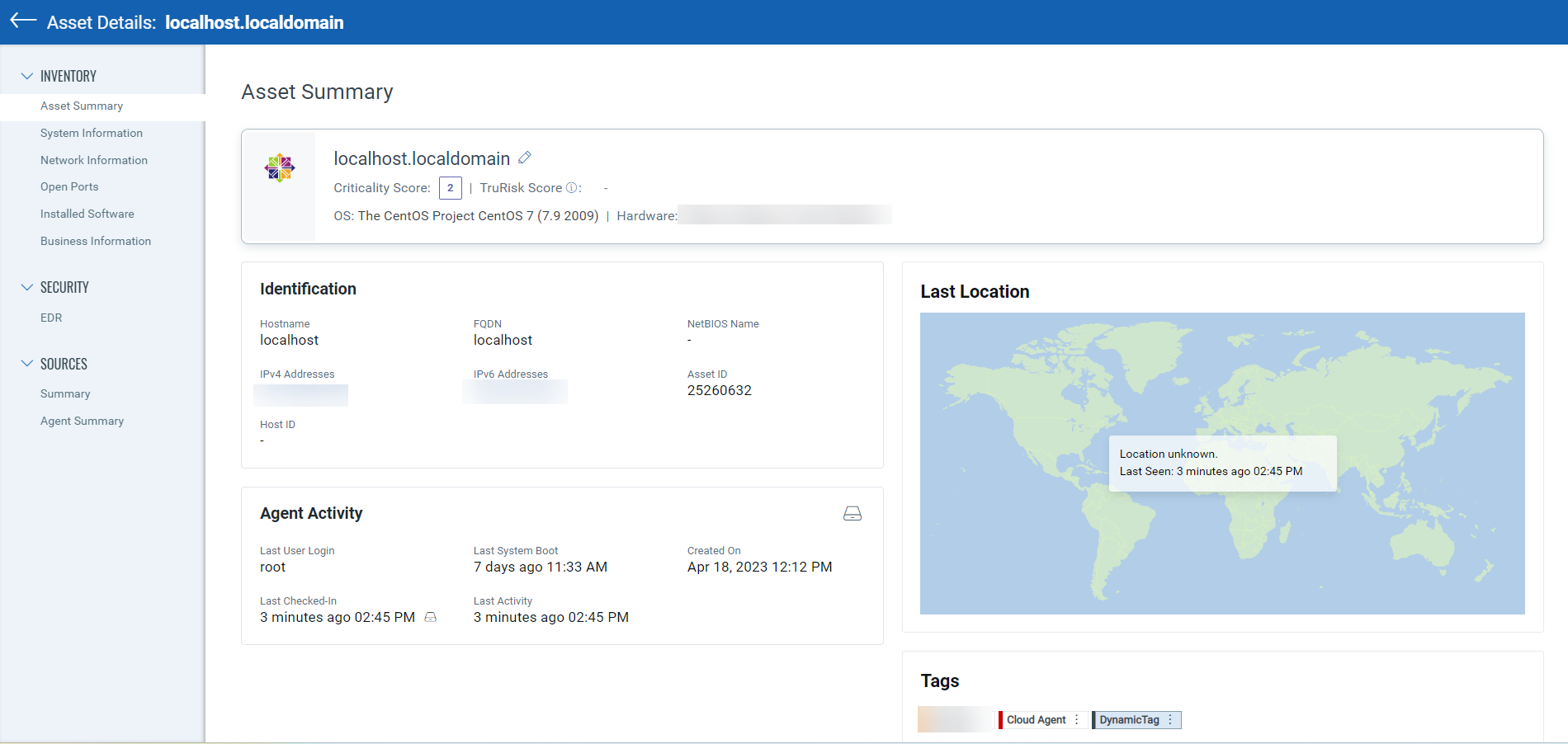 Asset Details page