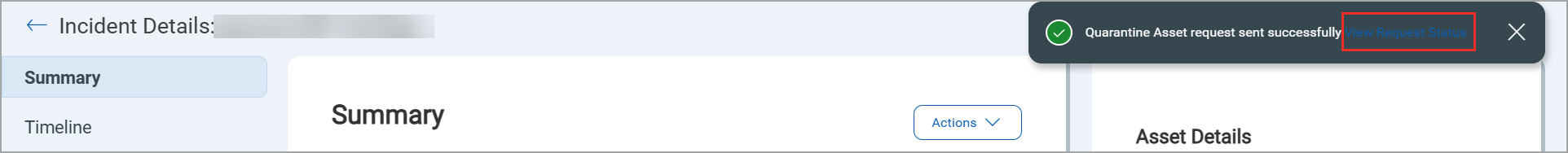 Quarantine Asset Window